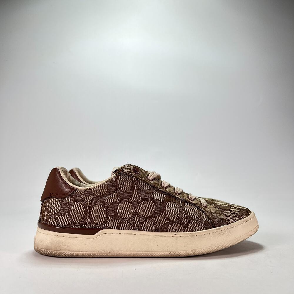 Coach Clip Khaki Saddle Brown Low Top Casual Sneakers Shoes G4967 Womens Sz 7.5B